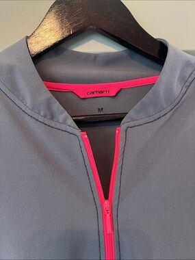 Carhartt Gray Jacket with Pink Zip Trim